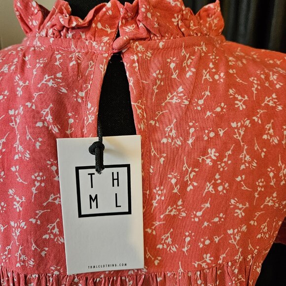 Claudine Pink Printed Embroidered THML Top - Size SMALL - Picture 6 of 9